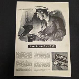 Vintage Hamilton Watch Advertisement –  WWII Naval Chronometer 1940s Ad